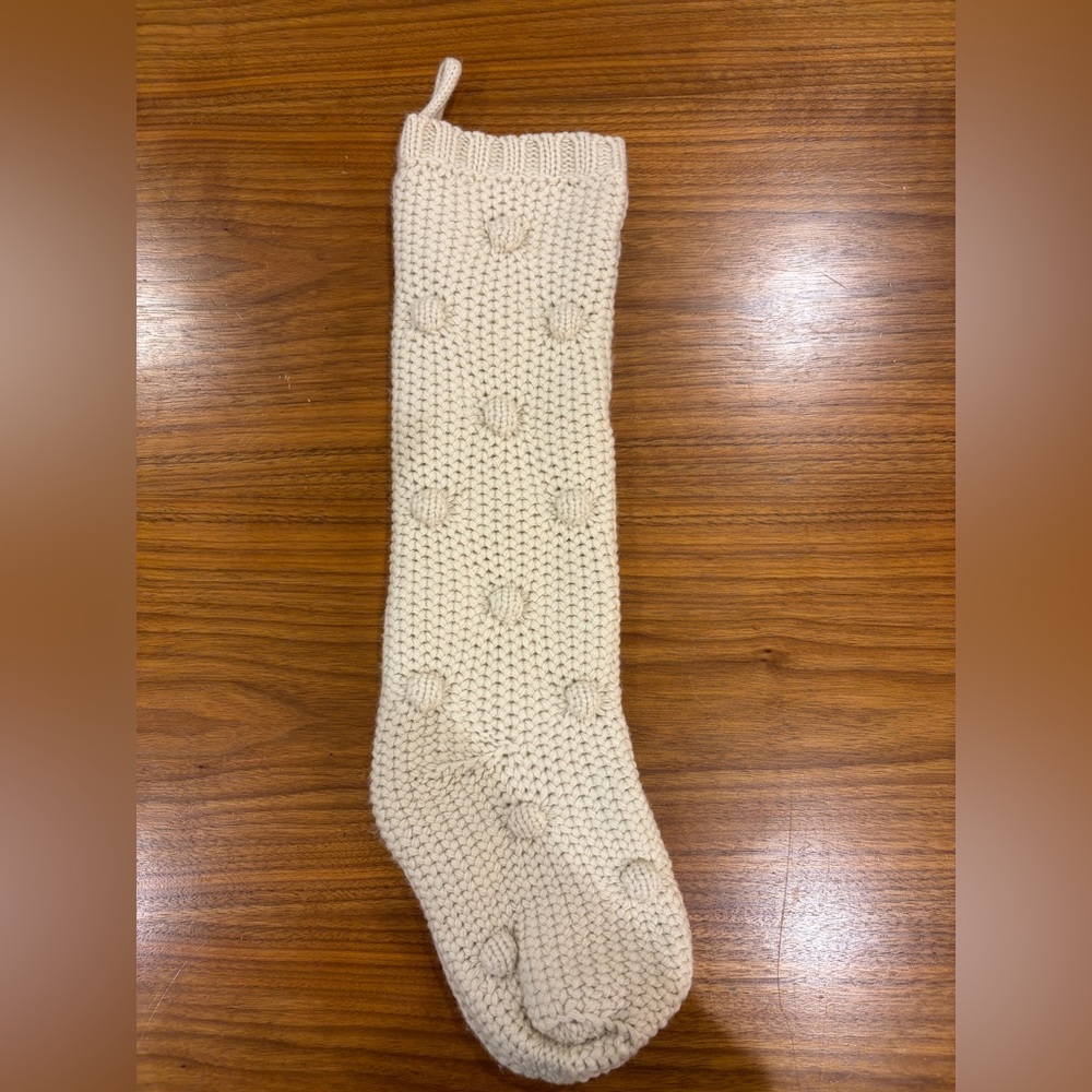 Cream Knit Polka Dot Stocking
